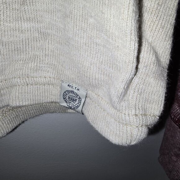 Lucky Brand Medium Red/Tan Henley Raglan Long Sleeve Softest Knit Shirt (C51) - Picture 4 of 4